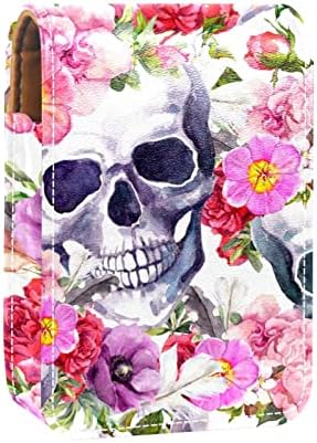 Akvarell Cukor Skull Rose Virágos Rúzs, Táska, Tükör, a Nők a Smink Erszényes Koszorúslány Ajándék