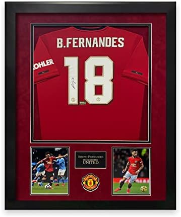 Bruno Fernandes Aláírt Dedikált Man Utd Jersey Keretes, hogy 32x40 Ikonok - Dedikált Foci Mezek