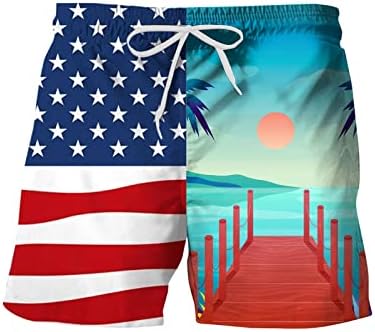 Partra Úszni Trunk Férfi Plus Size Derék Rugalmas USA Zászló Nyomtatás Boardshorts július 4-Vicces Edzés Beach Rövid Nadrág