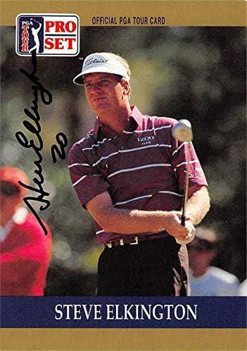 Steve Elkington dedikált golf kártya (PGA, Houston Pumák) 1990 Pro Set 10 - Dedikált Golf-Felszerelés
