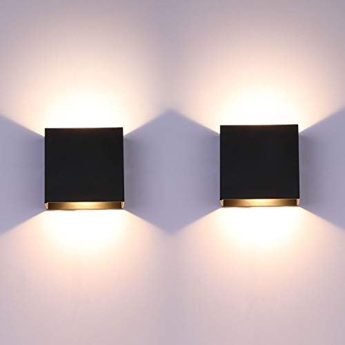 Lightess LED Fali Gyertyatartó Vezetékes 10W, 2 Modern Fali Lámpa Fekete, Fel, Le, Fali Lámpák Mini Fém Nappali, Hálószoba,