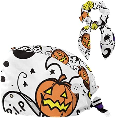 Halloween Boszorkány Bat Hold, Csillag Dolgozik, Kap-Gombokkal Állítható Bouffant Sapka Unisex Bozót Sapka Íj Haj