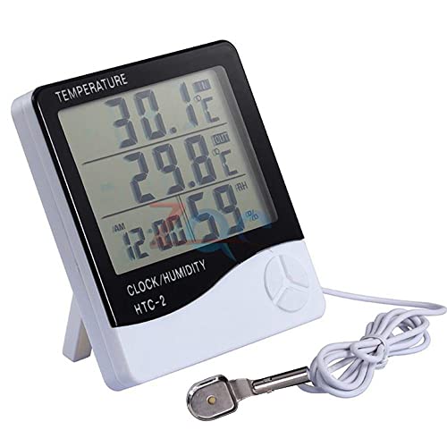 A HTC-2 LCD Digitális Hőmérő Páratartalommérő Időjárás Állomás Hőmérséklet Páratartalom Mérő Óra Szoba, Beltéri Fal Kültéri