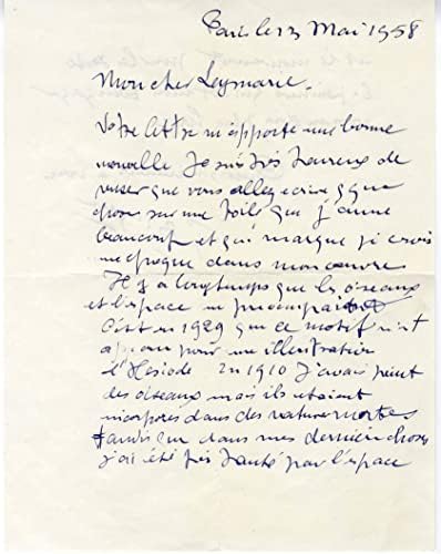 Georges Braque KUBIZMUS autogramot aláírt levelet & szerelt
