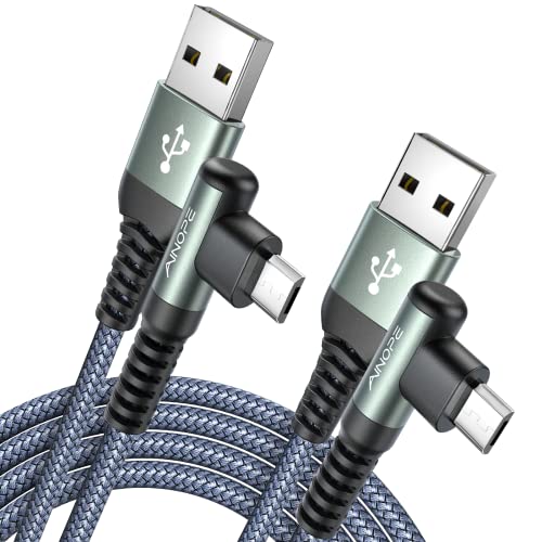 AINOPE [2 Csomag] Micro USB Kábel 6.6 FT, Micro USB töltőkábel, derékszögű, Tartós Nylon Fonott USB-Micro USB-Kábel Kompatibilis