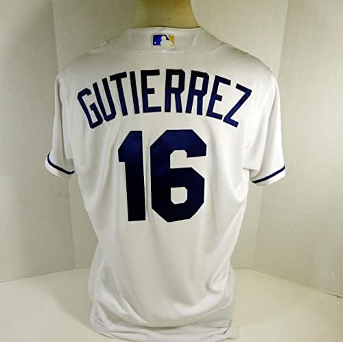 2020 Kansas City Royals Kelvin Gutierrez 16 Játék Kiadott Fehér Jersey DG P 46 95 - Játék Használt MLB Mezek