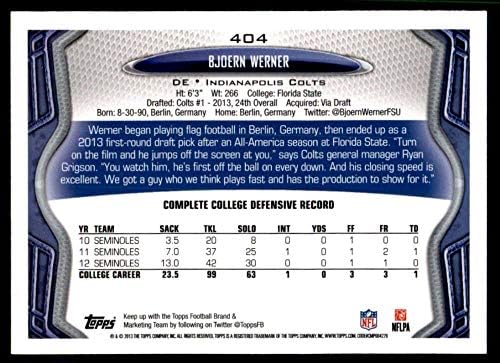 2013 Topps 404 Bjoern Werner RC Újonc Indianapolis Colts