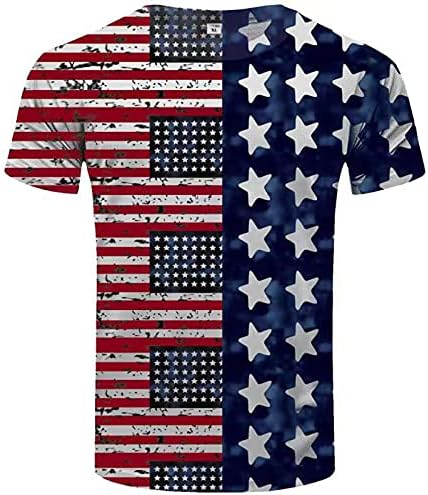 Stars and Stripes Print Póló Férfi Amerikai Zászló AMERIKAI Függetlenség Napja július 4 Póló Katona Rövid Ujjú