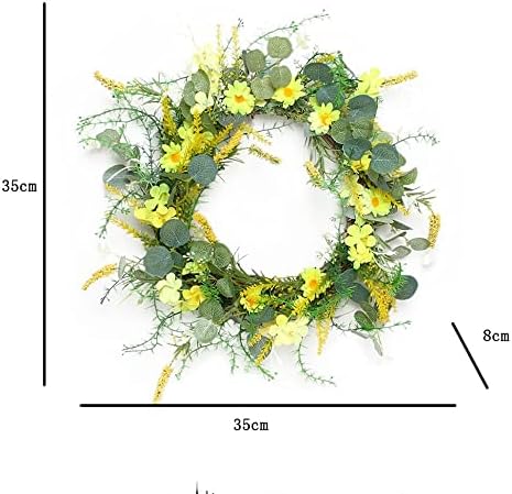 ZHYH 30cm/35cm/ Tavaszi Koszorúkat Mesterséges Virág Daisy Ajtó Dekoráció Rattan Díszek (Szín : D, Méret : Mint Látható)