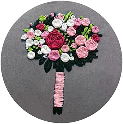 FAVOMOTO 1 Állítsa Kötés Művészeti Virágos DIY Kézműves Kezdő Csokor Starter Kit Ütni Minta Tartozékok Rózsaszín Szál Tű