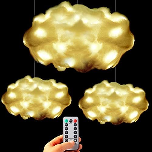 Kézzel készített Felhő, Fény DIY Készlet 3 Db Felhő Dekorációk, Vezeték nélküli Távirányító Led String Led Lámpák Felhők,