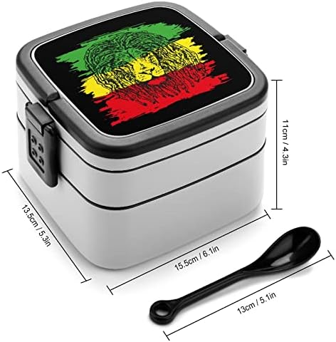 Reggae-Rasztafári Zászló Oroszlán Dupla Réteg Bento Box Ebédet Étkezés Tartály Dolgozik Az Irodájában Piknik