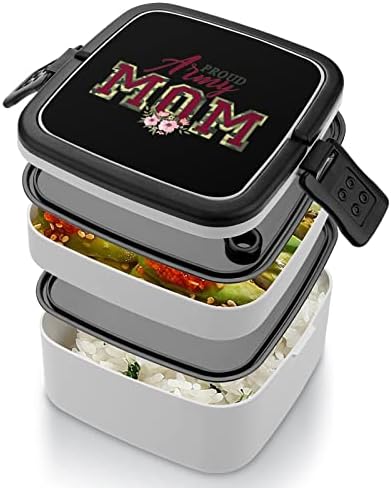 Virágos Büszke Hadsereg Anya Vicces Egy Bento Box Ebéd Tartály Kanál Utazási Munka Piknik