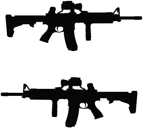Auto Vynamics - FEGYVER -, AR-15-8-GBLA - Fényes Fekete Vinil-AR-15-ös gépkarabély Matrica - Tükrözött Pár - (2) darabos
