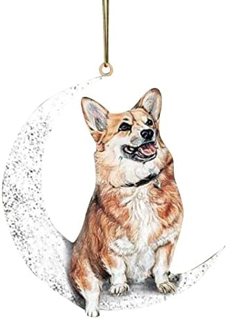 A Kutya Medál Karácsonyi Kreatív Ül Hold Dekoráció Fa String Gyöngyök Garland
