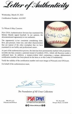Mickey Mantle Aláírt Baseball Autogramot Auto PSA/DNS AL01907 - Dedikált Baseball