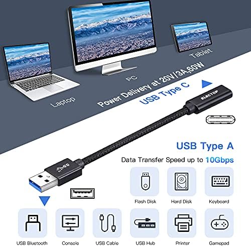 ELECTOP [10 gbps] USB-C Női USB Férfi Adapter Kábel, USB 3.1 GEN 2 USB C Átalakító, Támogatja a Kétoldalas 10 gbps adatátviteli