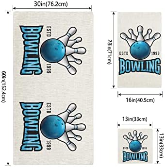 MELEG TÚRA 3 Darab Törülköző Szett Strike Bowling Kék Labdát Retro Ágynemű Törölköző, Fürdő Szett,Nedvszívó, Puha, Fürdőszobában