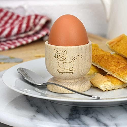 Azeeda 'Gördeszka Macska' Fából készült tojástartó (EC00023320)