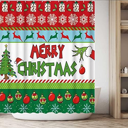 Allenjoy 72x72 Hüvelyk Boldog Karácsonyt zuhanyfüggöny Fürdőszobai Szett Téli Új Év Karácsonyi Harangok Fa Hópelyhek Ünnep