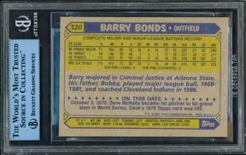 Barry Bonds Dedikált 1987 Topps Újonc Kártya 320 Pittsburgh Pirates SZÖVETSÉG X01241 - Baseball Asztalon Dedikált Kártyák