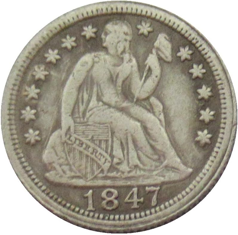 Amerikai Zászló 10 Cent 1847 Ezüst Bevonatú Replika Emlékérme