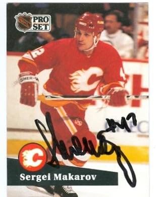 Szergej Makarov dedikált Jégkorong Kártya (Calgary Flames) 1991 Pro Set 39 - Dedikált Jégkorong Kártyák